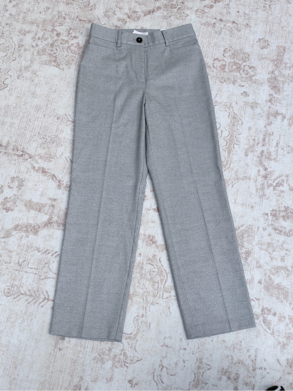 NWT LOFT Parker Straight Shimmer Herringbone Pants Gray 4